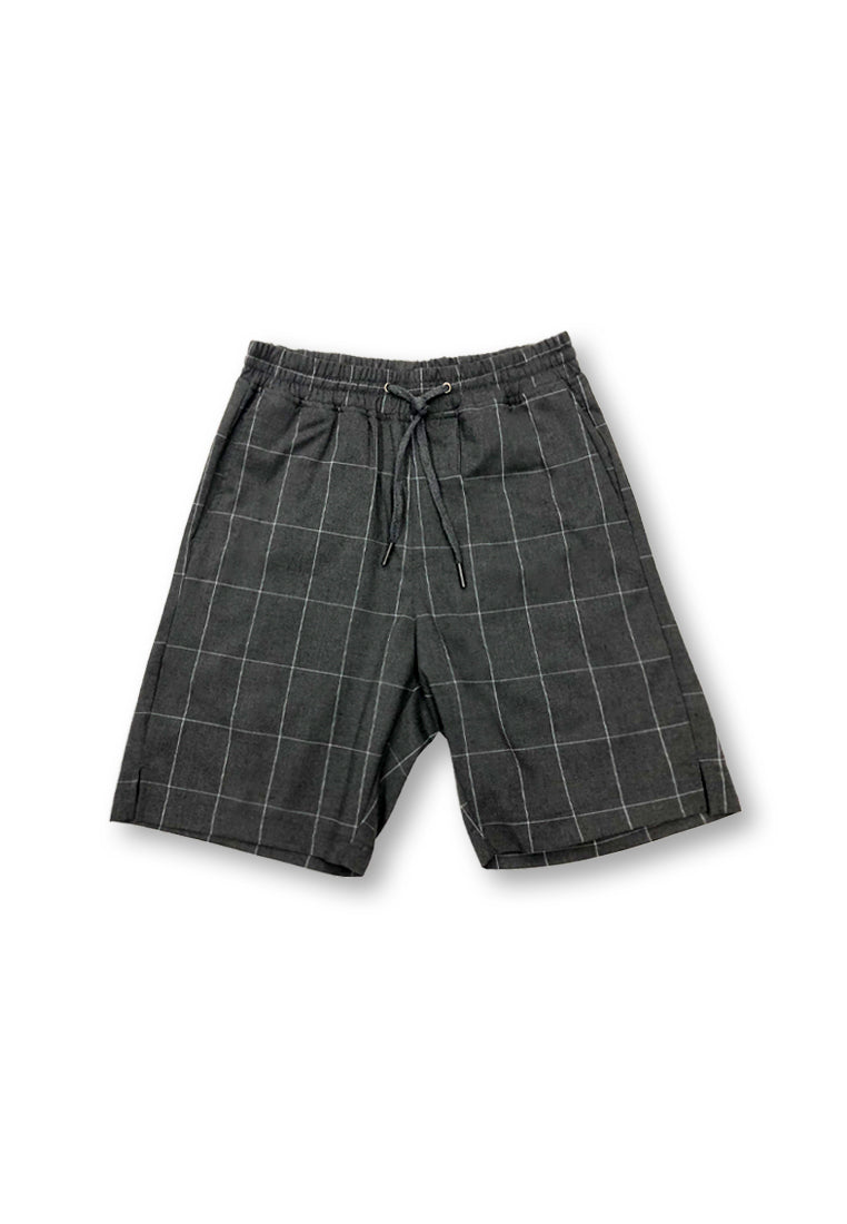 Men Checked Shorts - Dark Grey - H0M742