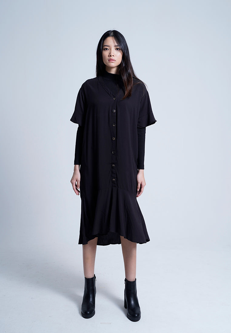 Women Suit Dress - BLACK - F9W085