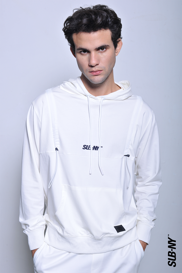 Men Long-Sleeve Oversized Sweatshirt Hoodies - White - H2M656