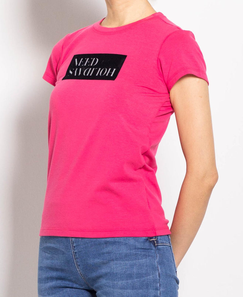 Women Short Sleeve Graphic Tee - Pink - F0W699