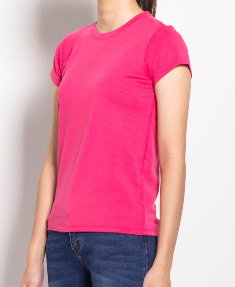 Women Short-Sleeve Basic Tee - Pink - F0W707