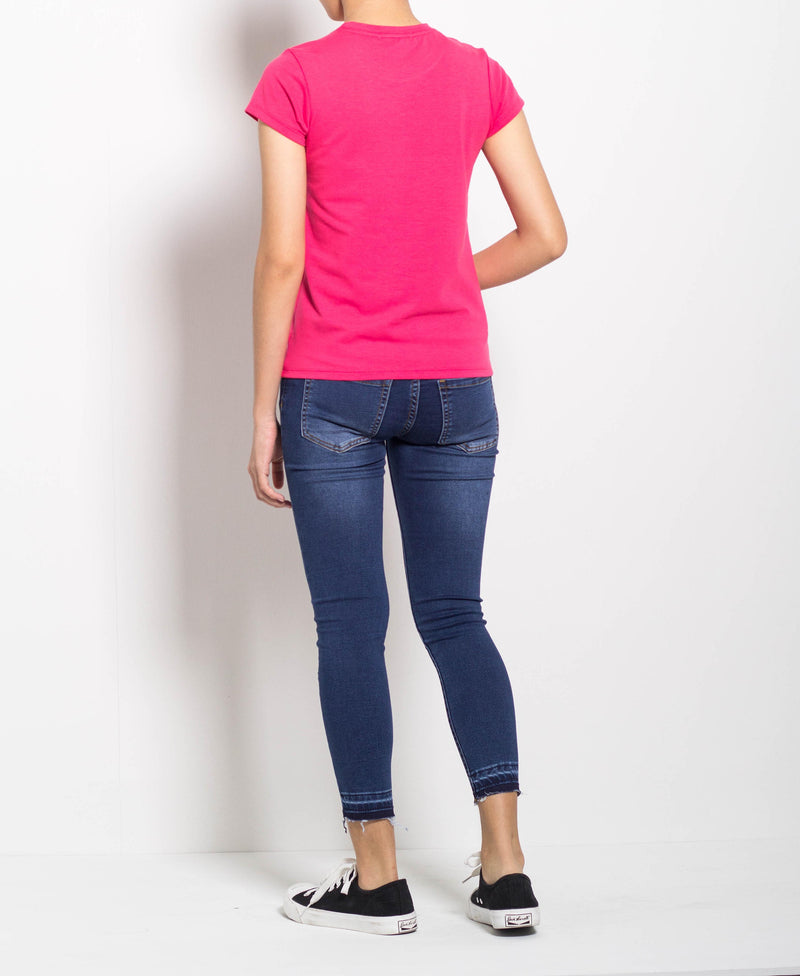 Women Short-Sleeve Basic Tee - Pink - F0W707