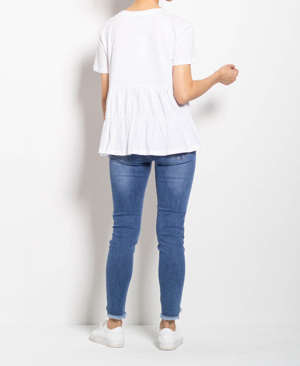 Women Short-Sleeve Basic Tee - White - F0W816