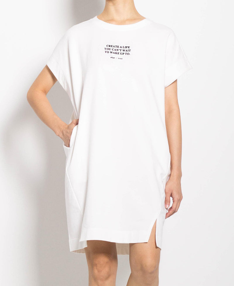 Women Short-Sleeve Dress - White - F0W820