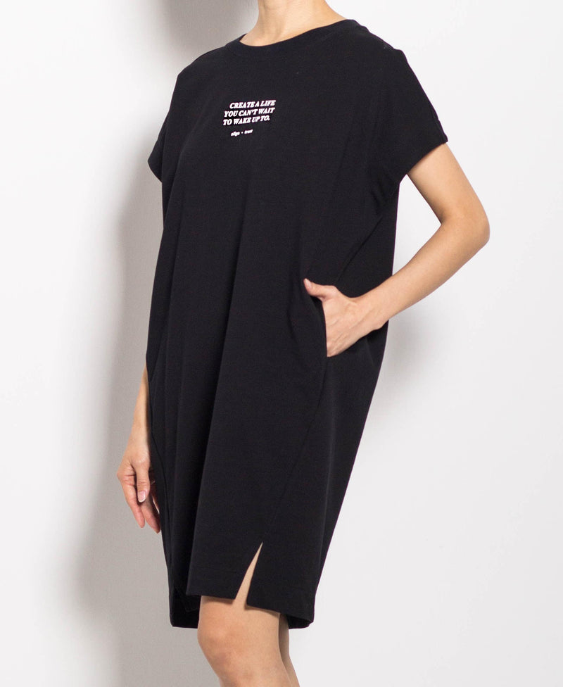 Women Short-Sleeve Dress - Black - F0W821