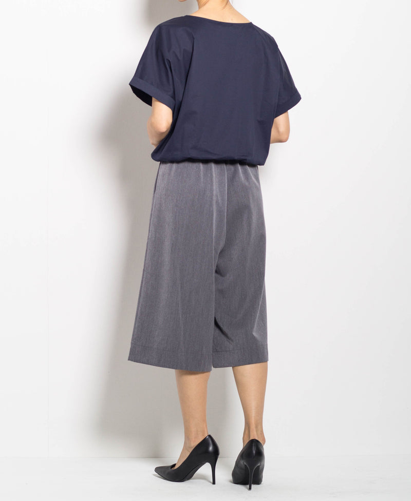 Women Short Sleeve Blouse - Navy - F0W507