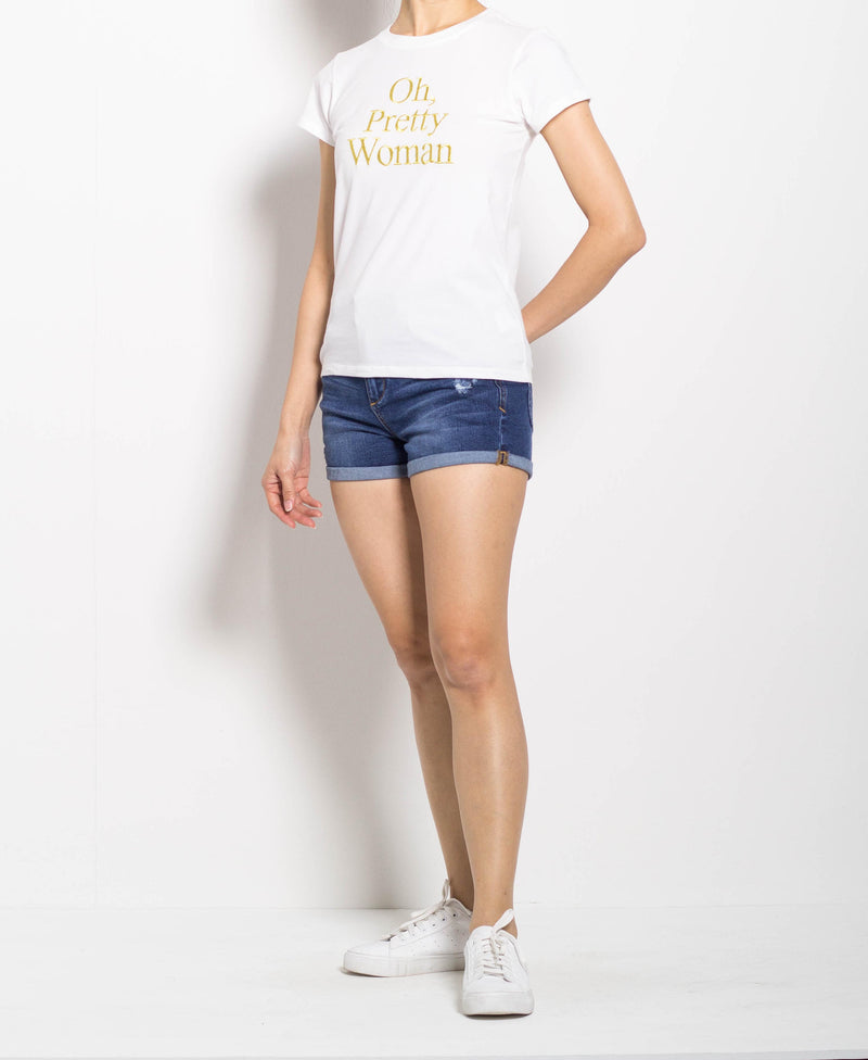 Women Short Sleeve Graphic Tee - White - F0W701