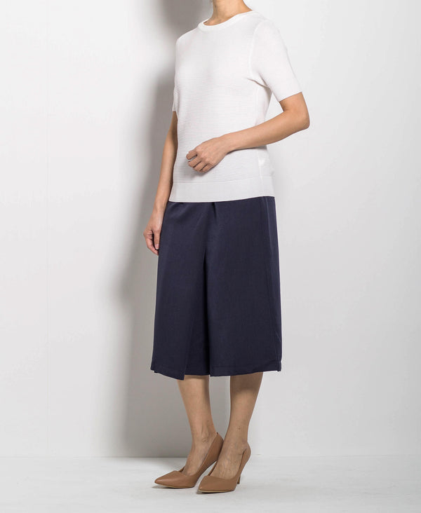 Women Short-Sleeve Knit Top - White - H0W734