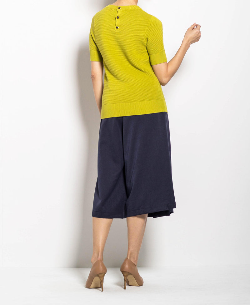 Women Short-Sleeve Knit Top - Green - H0W733