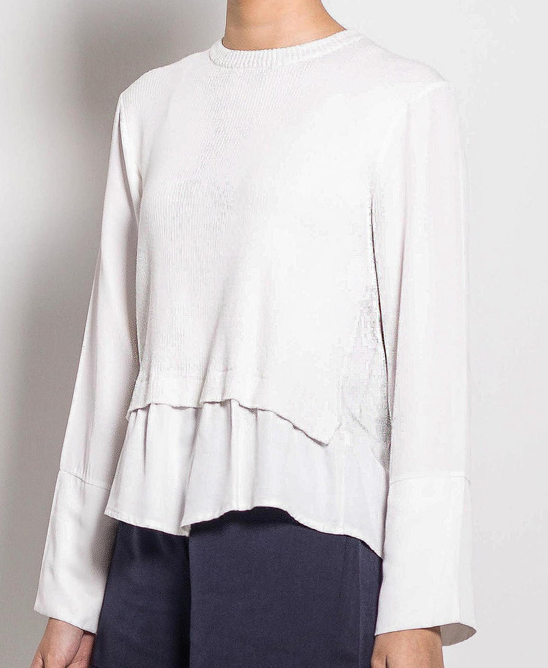 Women Long-Sleeve Knit Top - White - H0W737