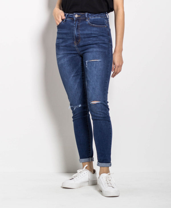 Women High Waisted Skinny Fit  - Blue - M0W518