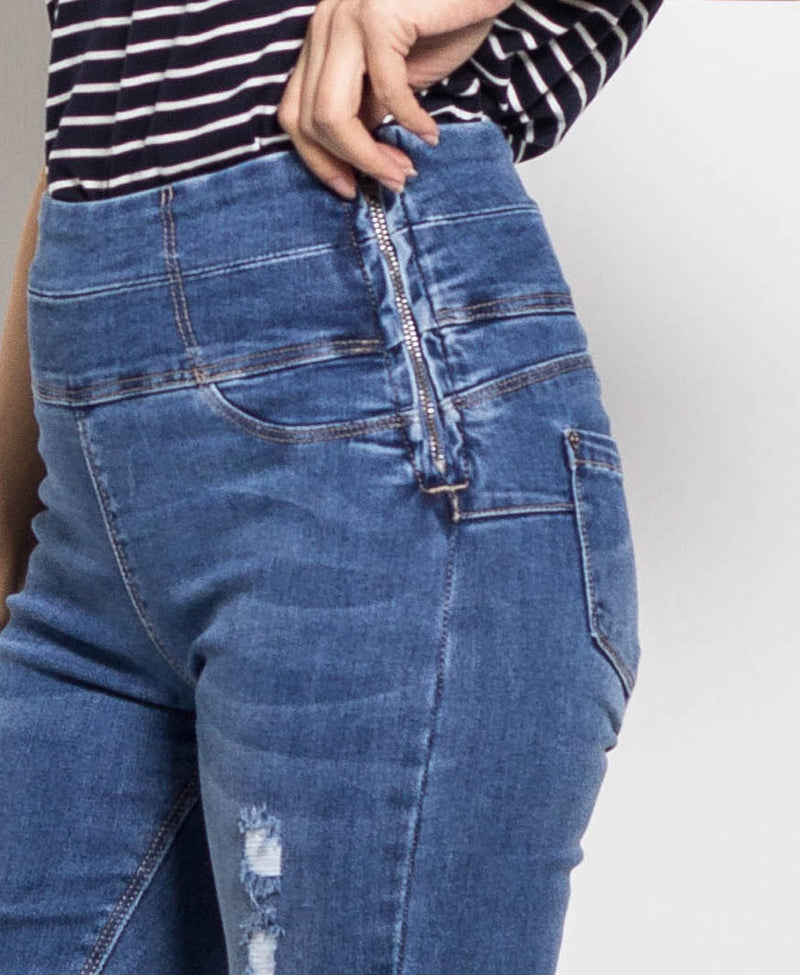 Women Long Mid Rise Skinny Fit Jeans - Blue - M0W520