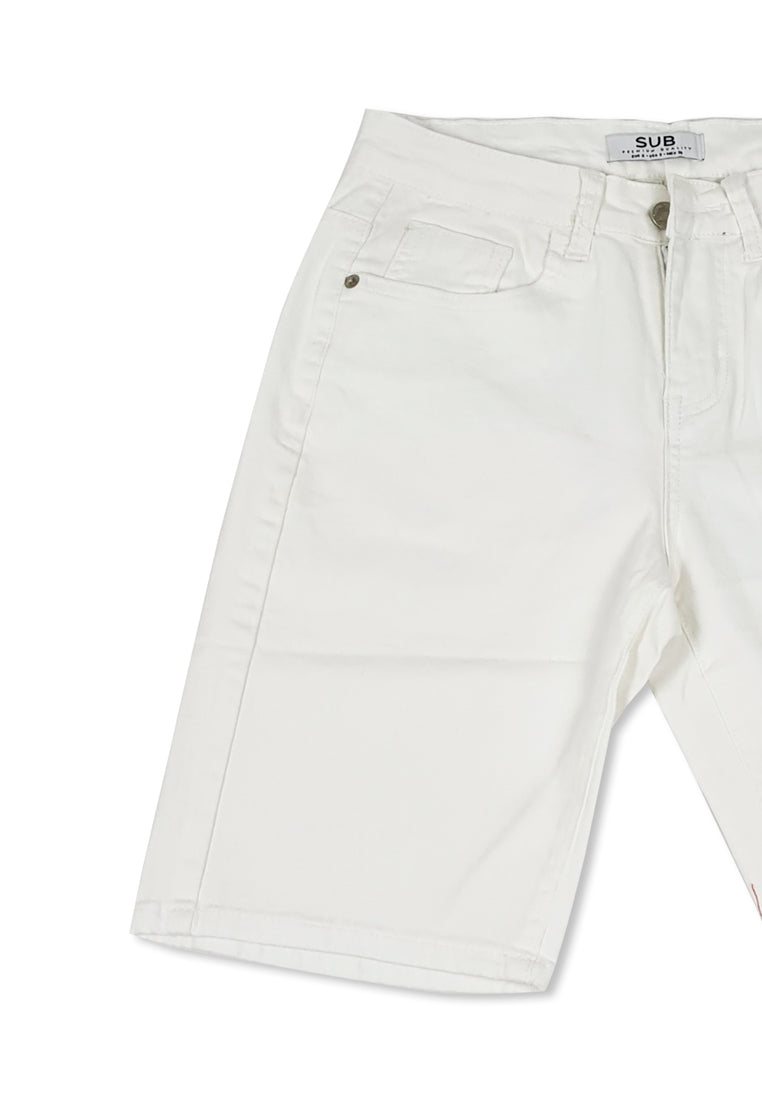 Men Denim Bermuda Shorts - White - M1M058