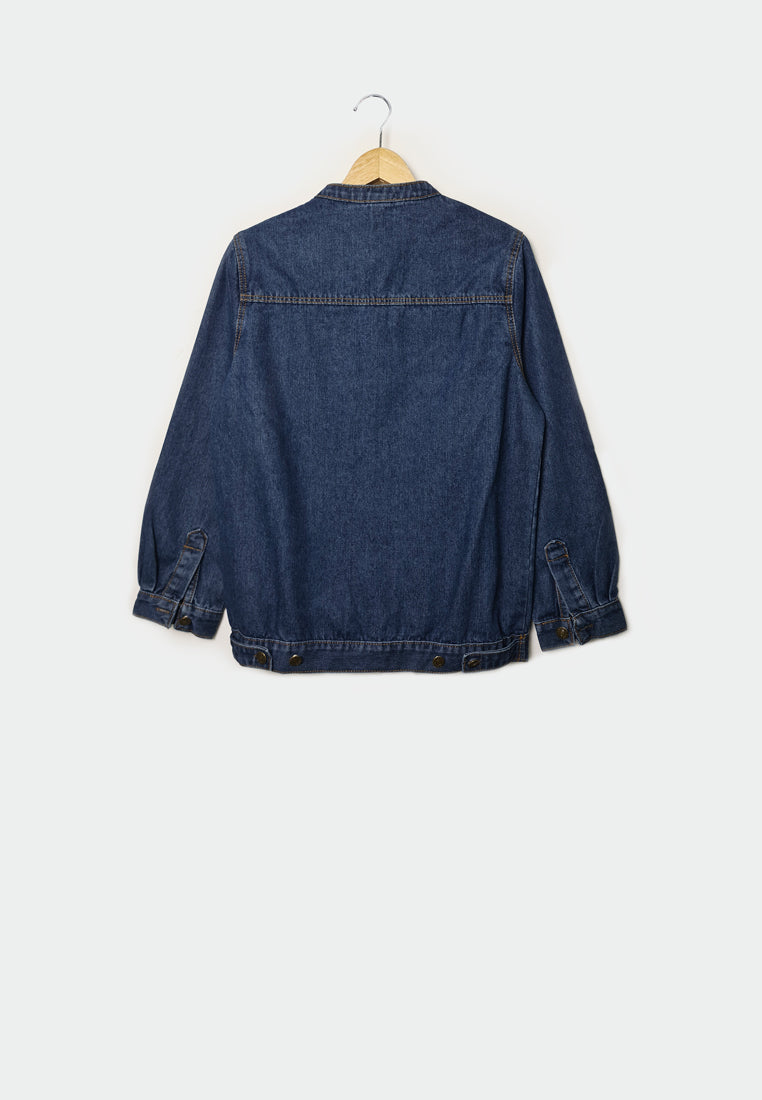 Women Vintage Denim Jacket - Blue - F1W178