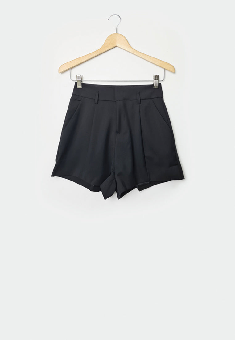 Women High Waist Short Pants - Black - F1W174