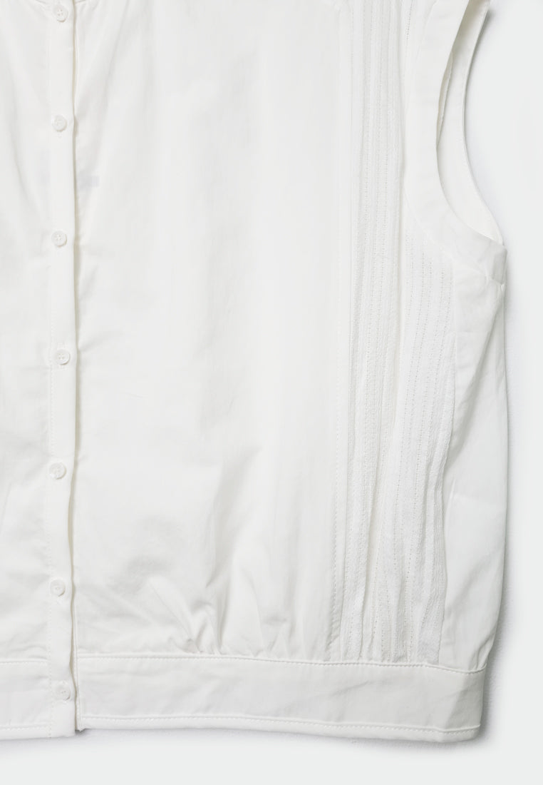Women Woven Sleeveless Blouse - White - M1W129