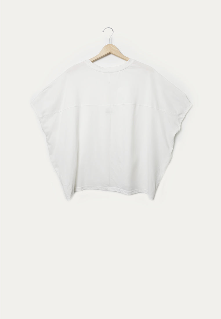 Women Woven Short-Sleeve Blouse - White - M1W135