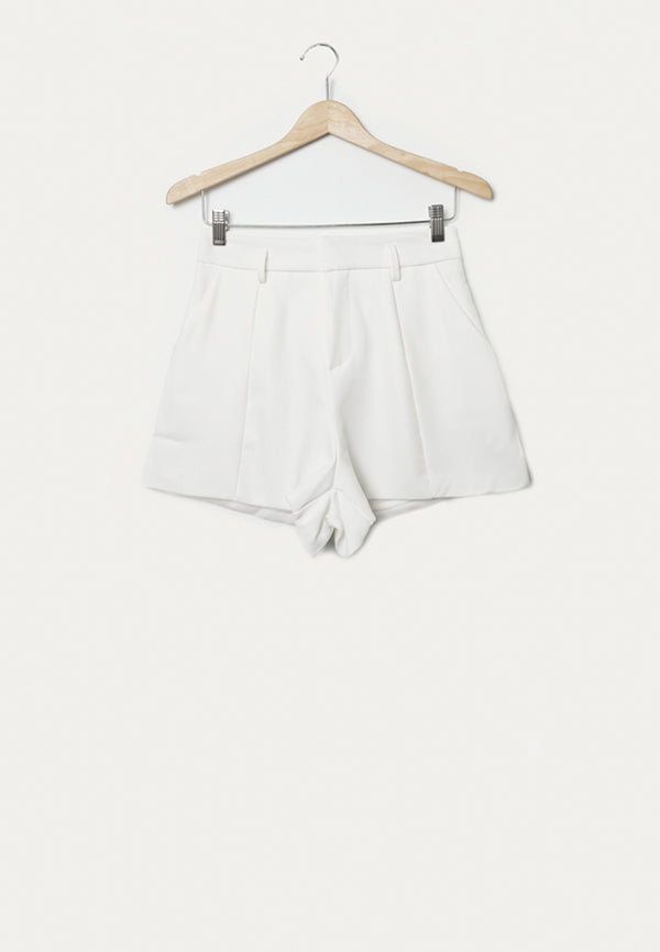 Women High Waist Short Pants - White - F1W174