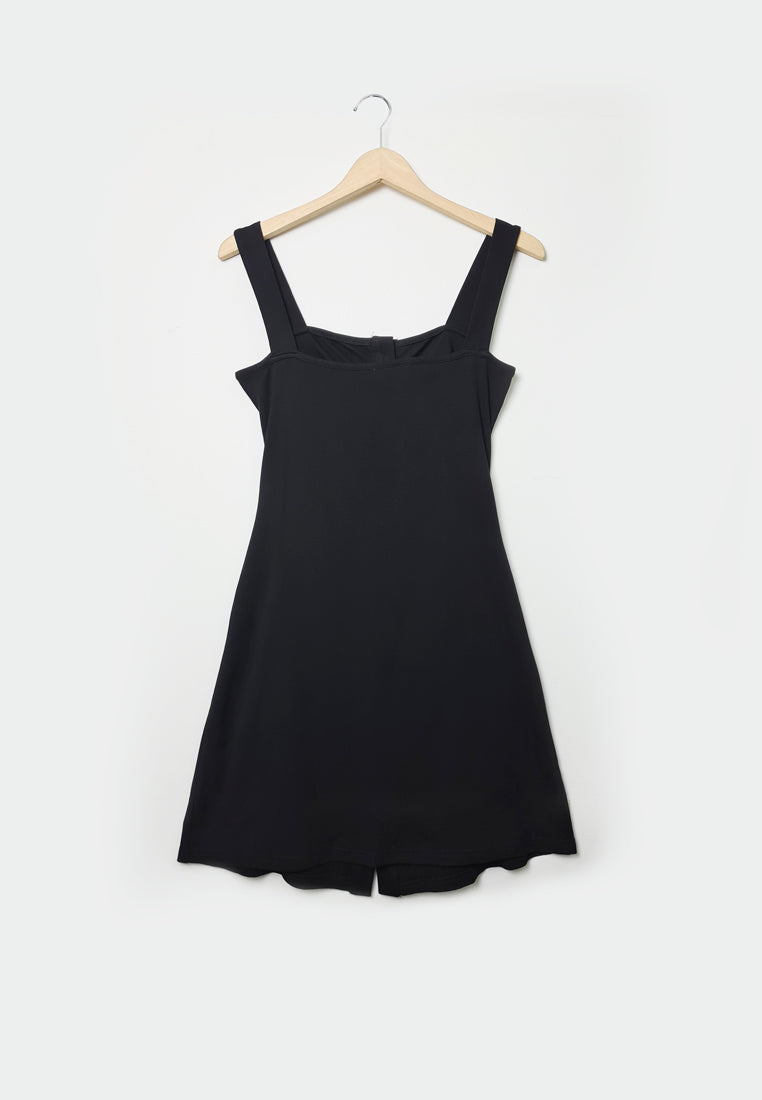 Women Strap Bodycon Dress - Black - F1W176