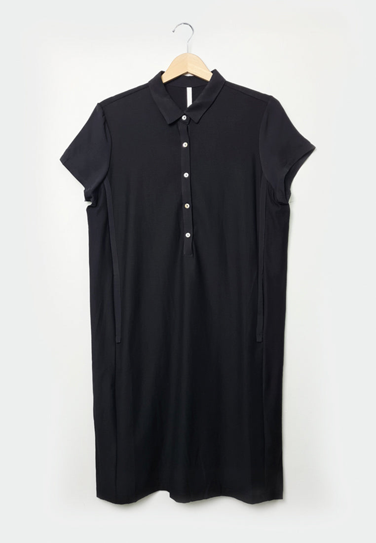 Women T-Shirt Midi Dress - Black - M1W138