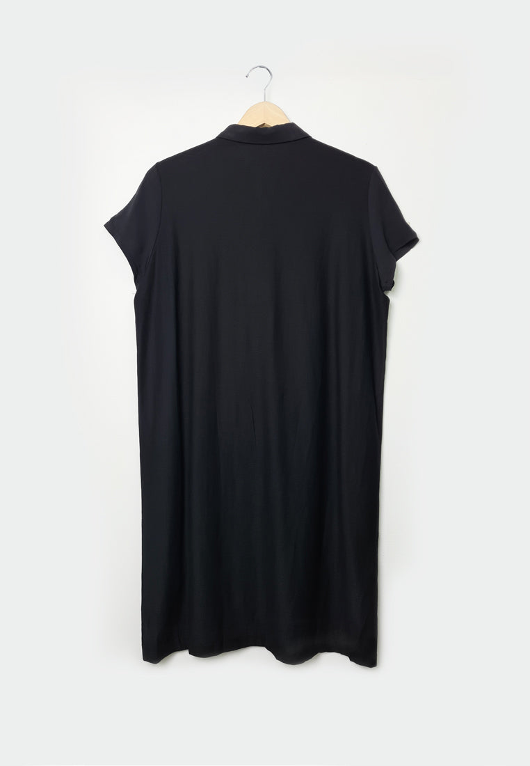 Women T-Shirt Midi Dress - Black - M1W138