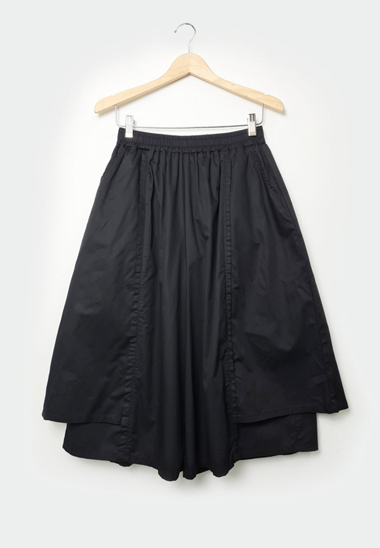 Women Woven Culottes Pants - Black - F1W172