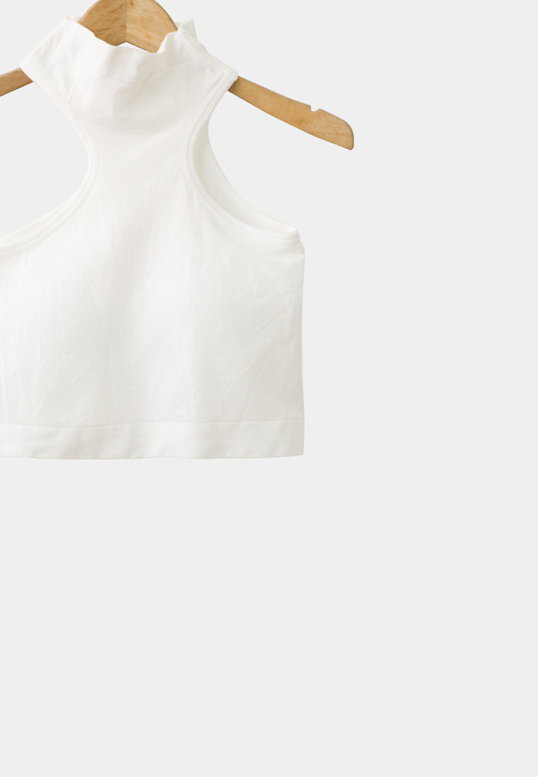 Women Fashion Sleeveless Crop Top - White - H1W239