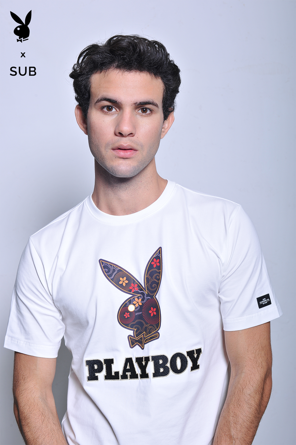 Playboy x SUB Men Short Sleeve Graphic Tee - White - H2M768