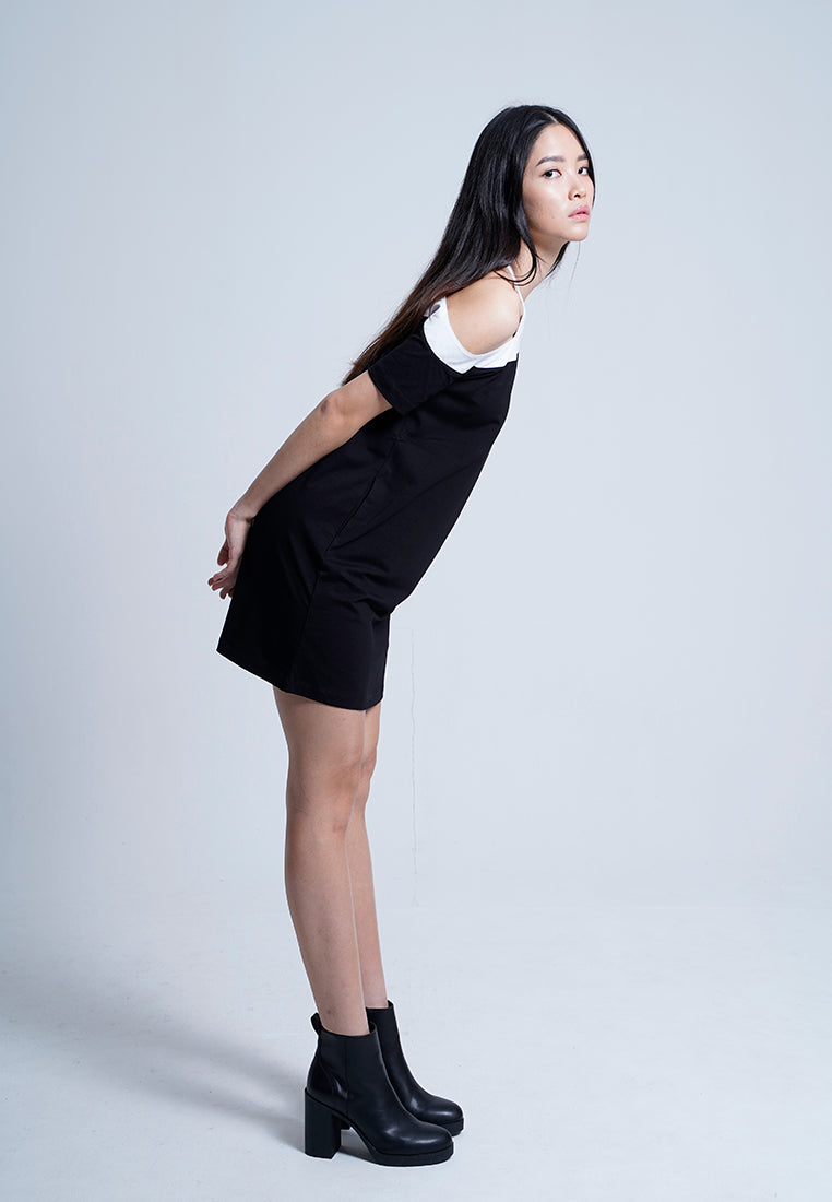 Women Tee Dress -  Black - F9W096