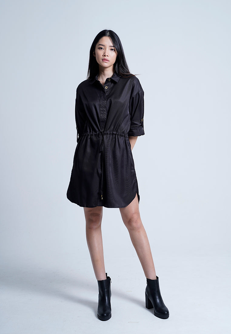 Women Long-Sleeve Dress - Black - H9W308