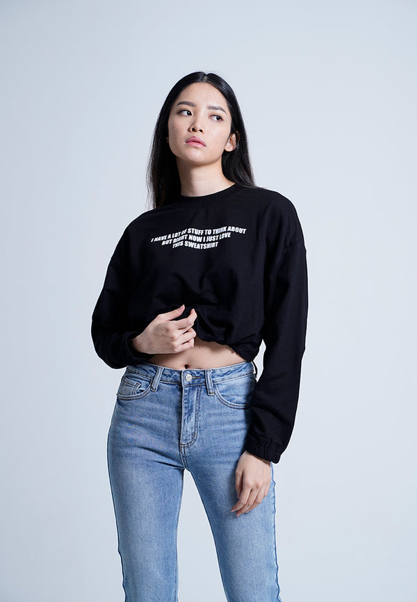 Women Long-Sleeve Graphic Sweatshirt - Black - H9W438
