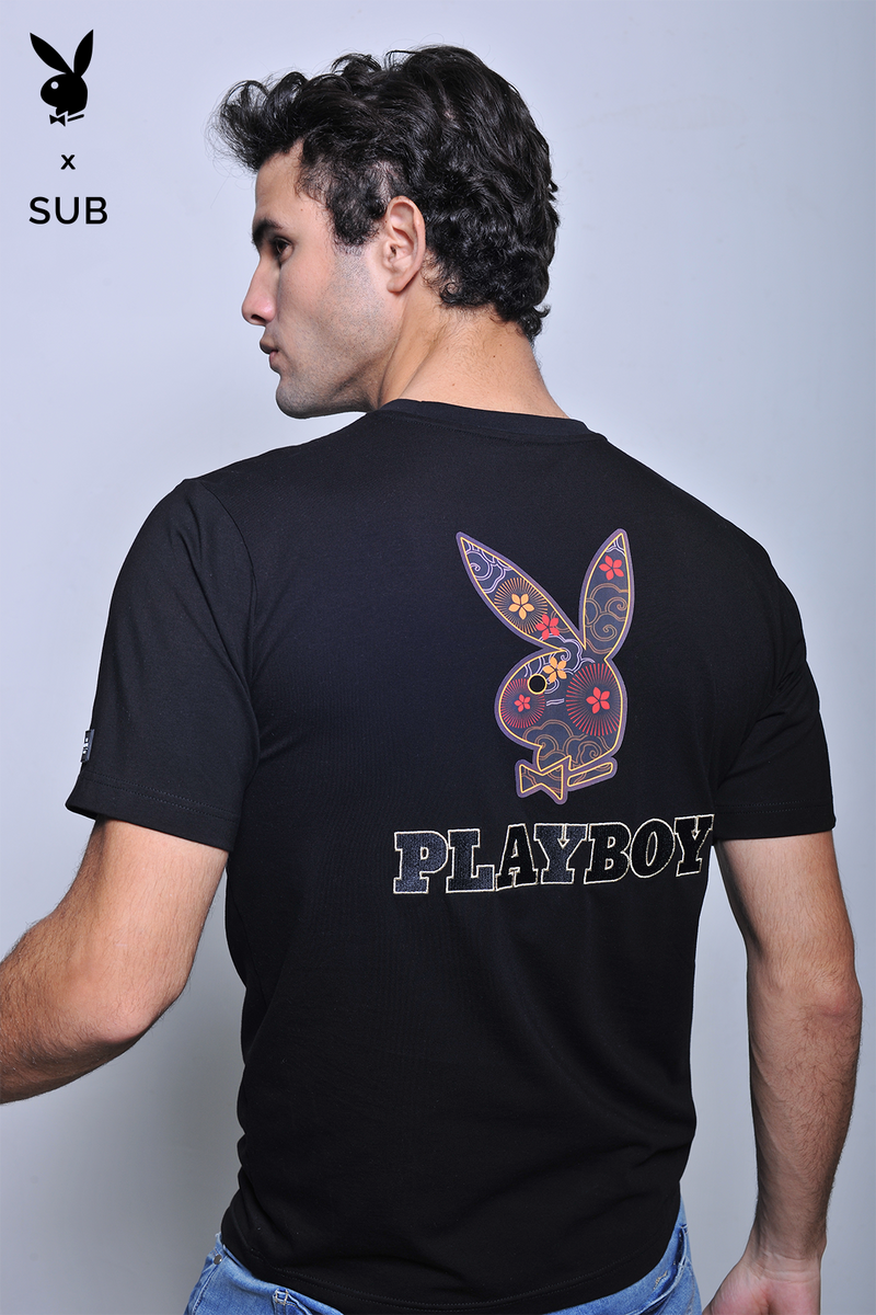 Playboy x SUB Men Short Sleeve Graphic Tee - Black - H2M767