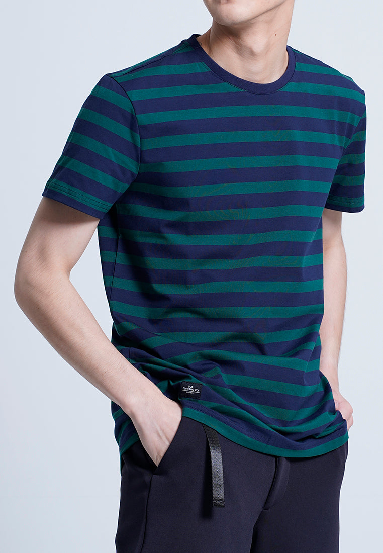 Men Short-Sleeve Striped Tee - GREEN- H0M707