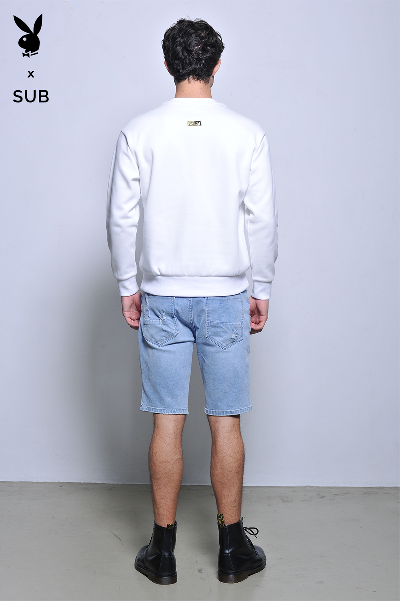 Playboy x SUB Men Long Sleeve Sweatshirt - White - H2M776