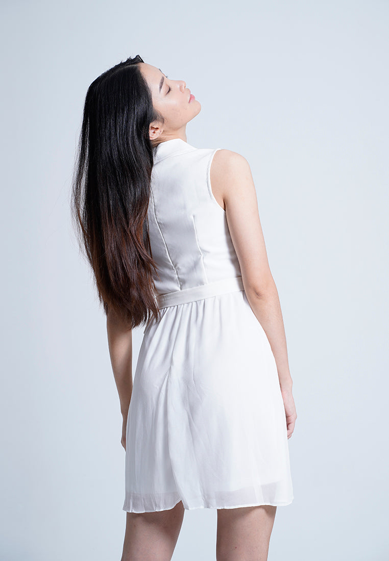 Women Shirt Dress - White - F9W217