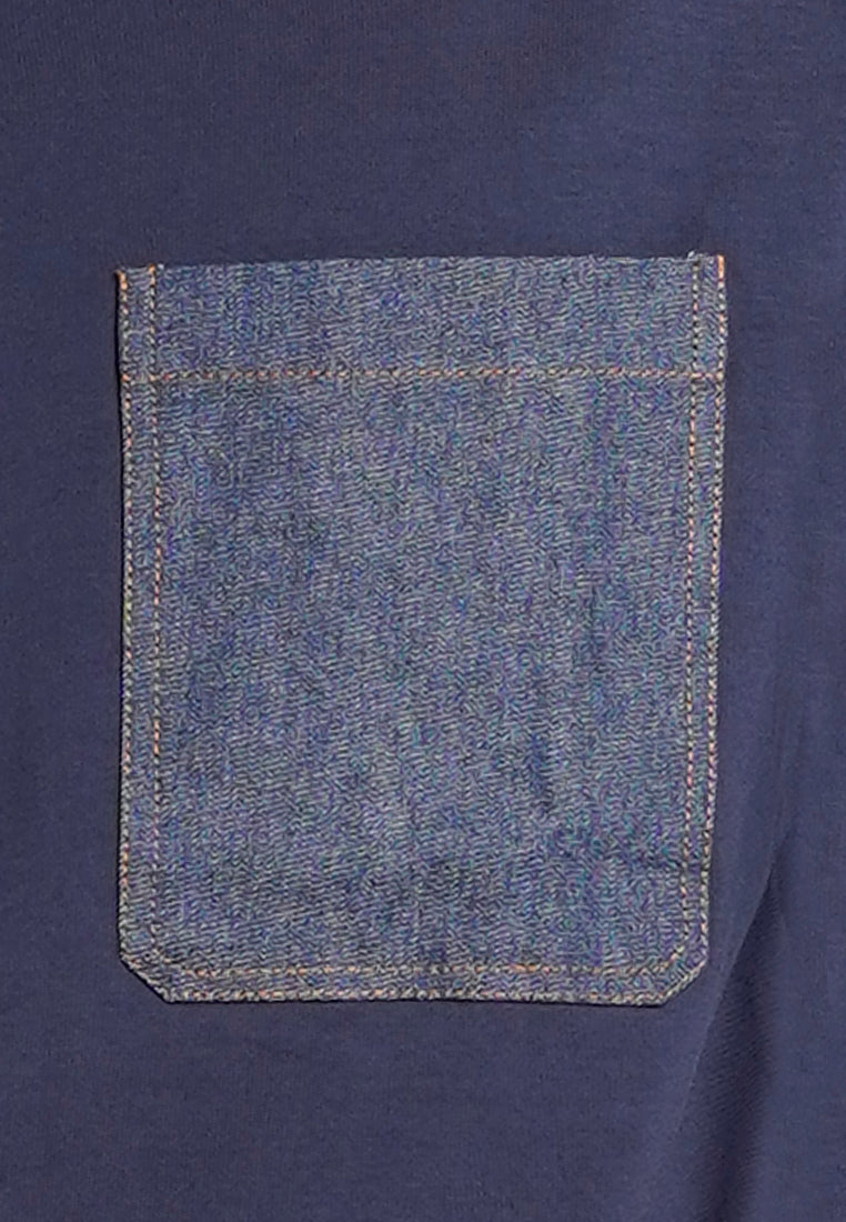 Men Short-Sleeve Woven Pocket Fashion Tee - Navy - H0M728