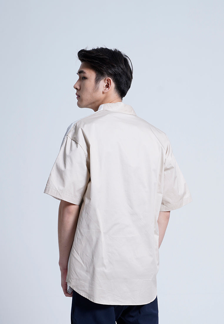 Men Oversized Short-Sleeve Shirt - White - H0M682