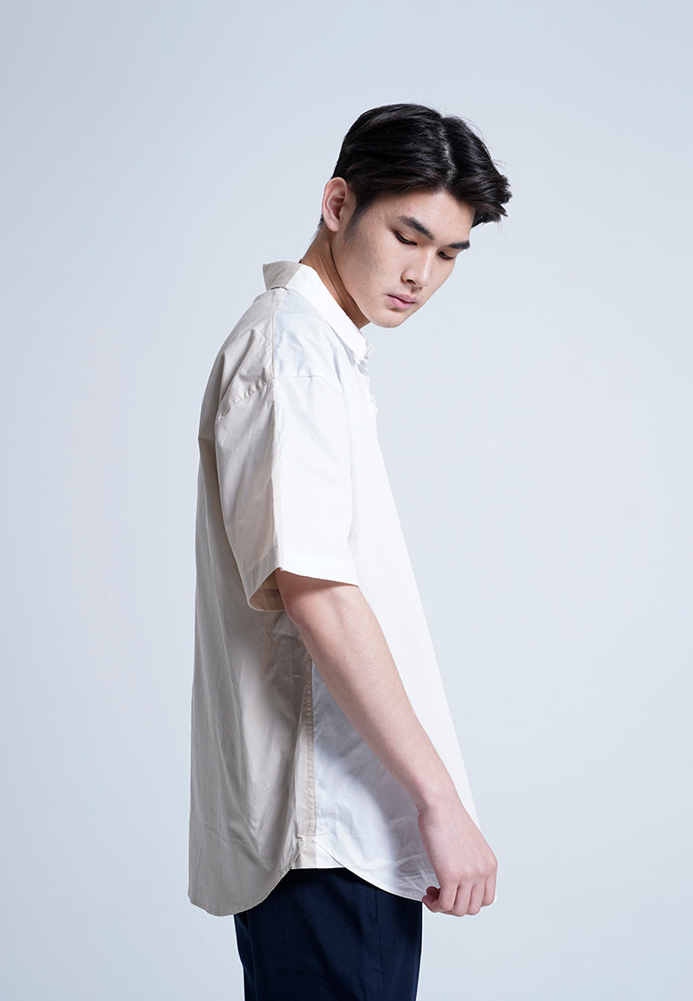 Men Oversized Short-Sleeve Shirt - White - H0M682