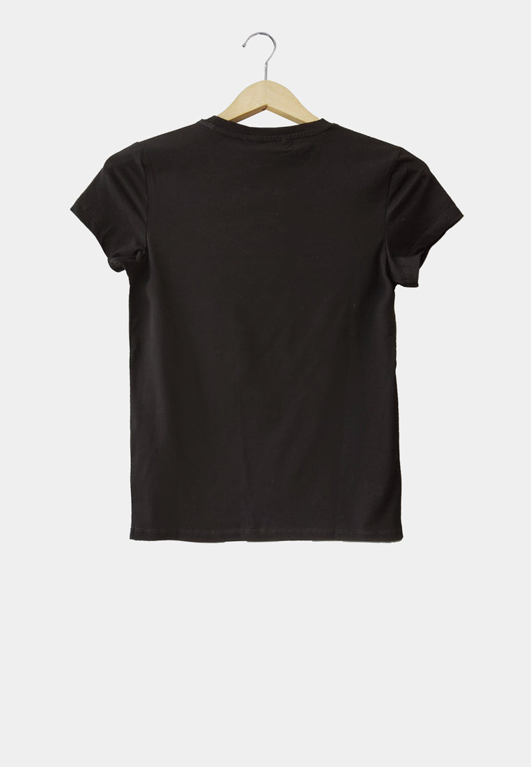 Women Short-Sleeve Graphic Tee - Black - H1W189