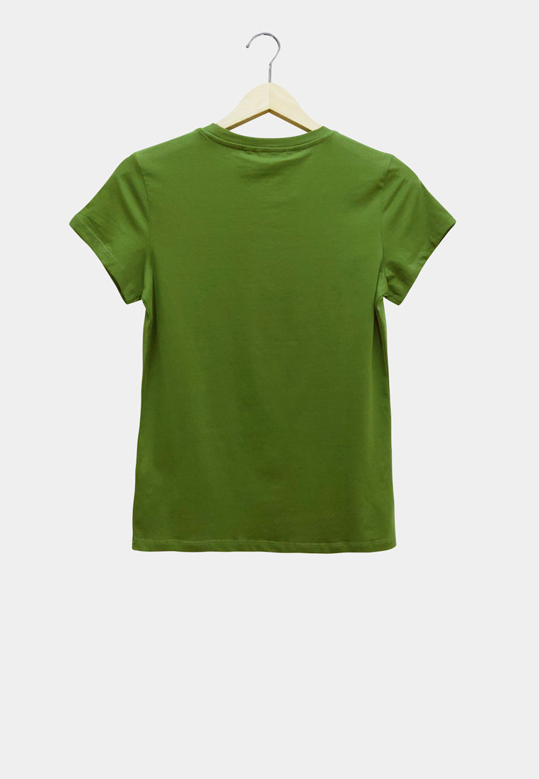 Women Short-Sleeve Graphic Tee - Army Green - S2W301