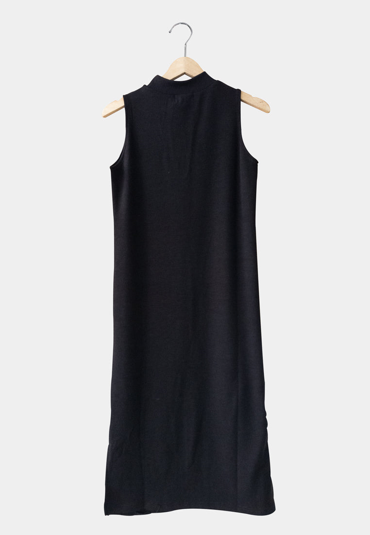 Women Sleeveless Dress - Black - H1W240