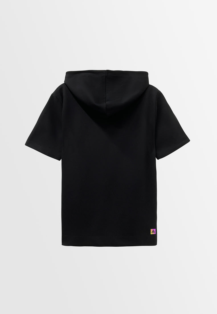 Men Short-Sleeve Sweatshirt Hoodie - Black - H2M793