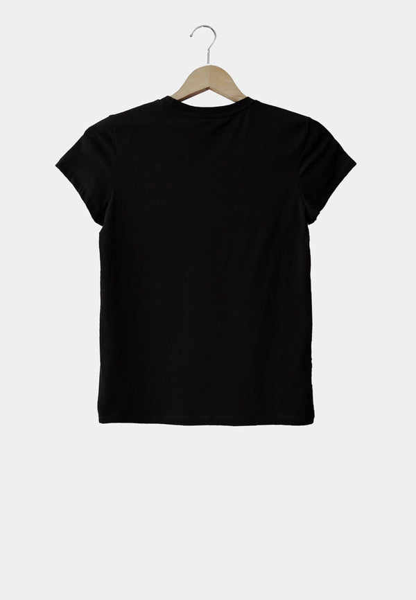 Women Short-Sleeve Graphic Tee - Black - H1W184