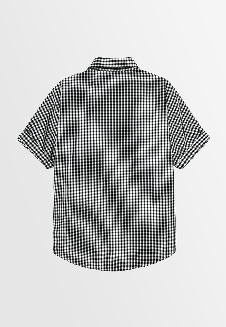Men Short-Sleeve Oversized Shirt - Black - S3M563