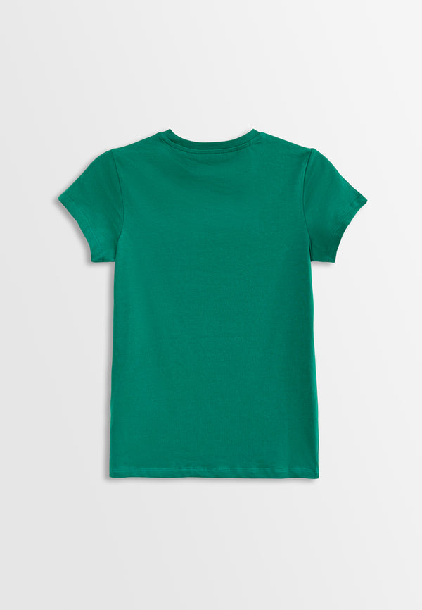 Women Short-Sleeve Graphic Tee - Dark Green - H2W423