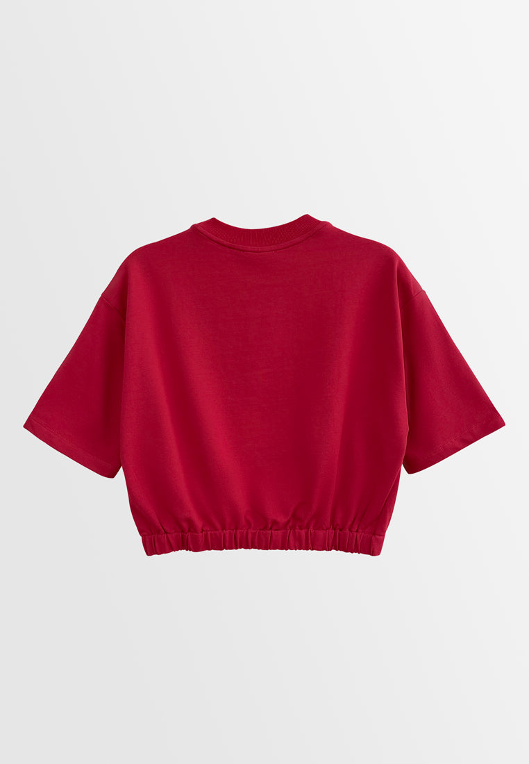 Women Short-Sleeve Sweatshirt - Red - H2W529