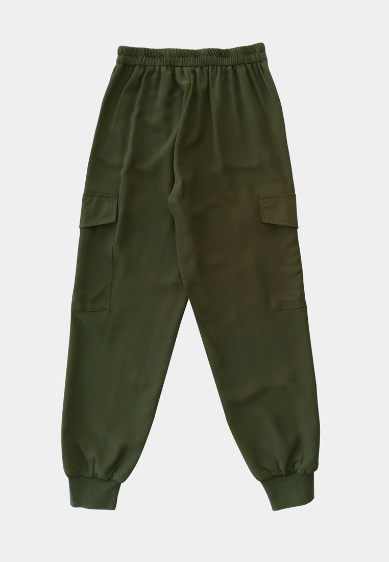 Women Long Jogger Pants - Dark Grey Green - S2W279