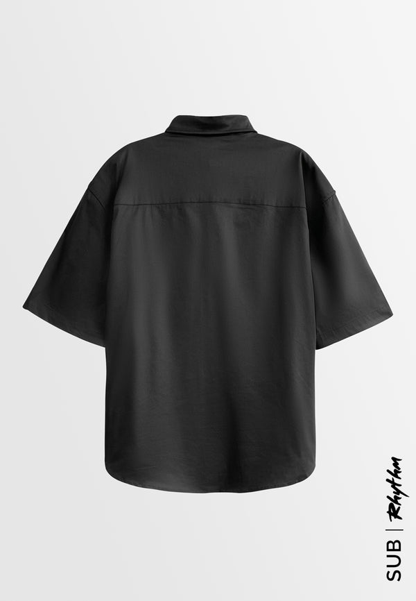 Men Oversized Short-Sleeve Shirt - Black - H2M494