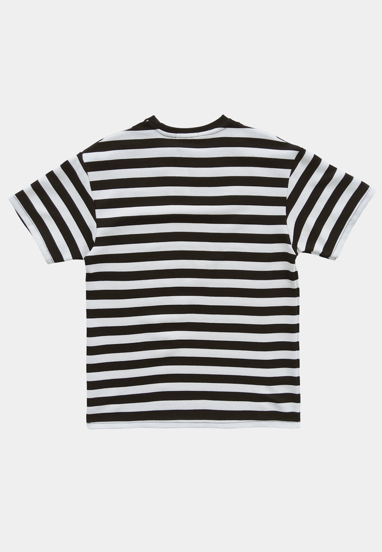 Men Short-Sleeve Striped Fashion Tee - Black - F2M266