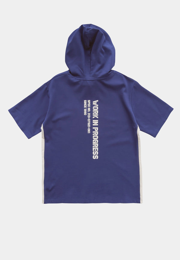 Men Short-Sleeve Sweatshirt Hoodie - Blue - S2M259